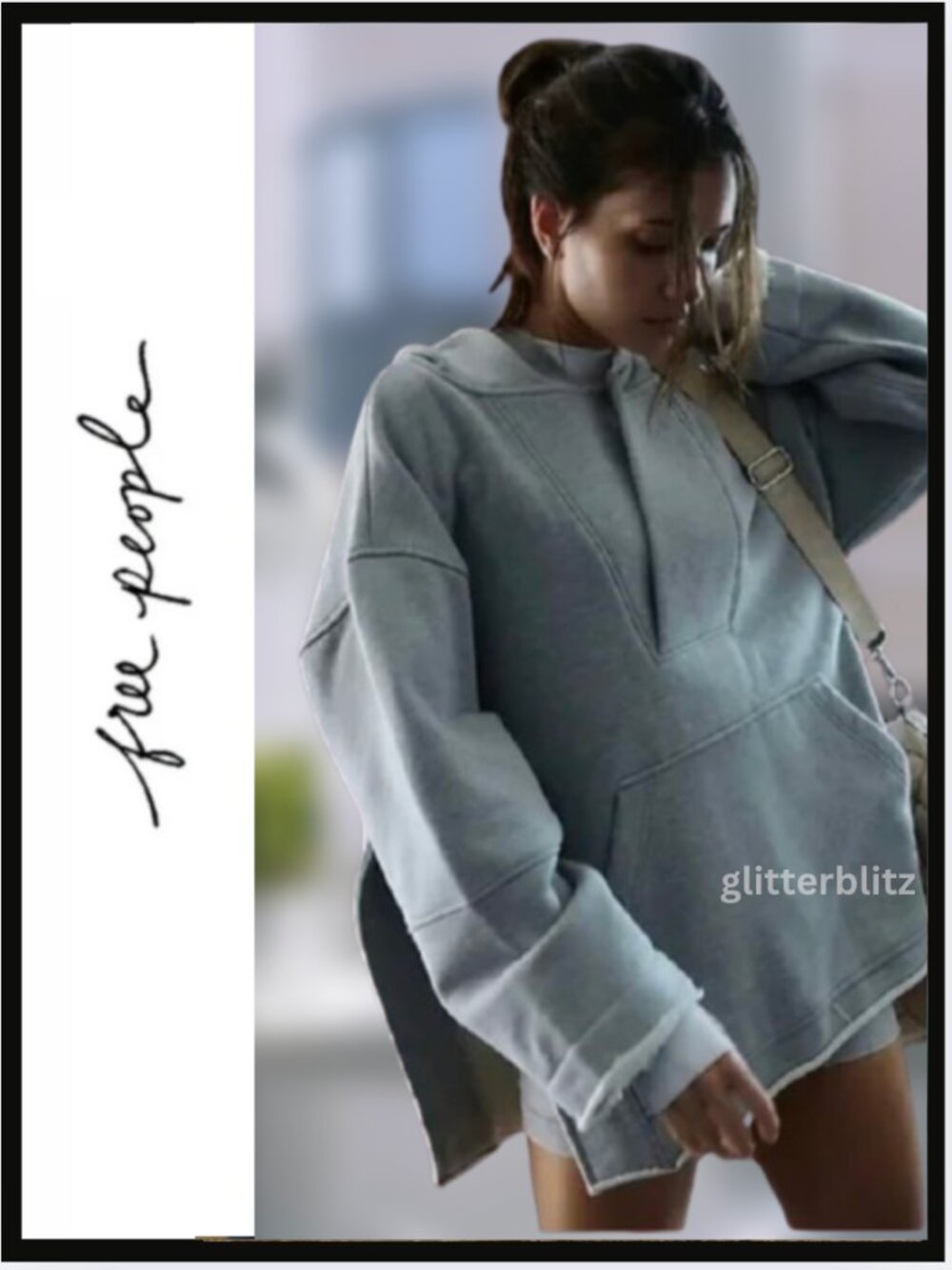 Free People Free Spirit Tunic Oversized Gray Sweatshirt